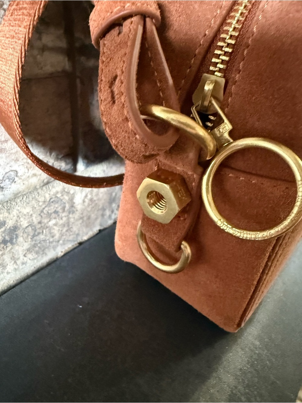 Off-White VIRAL Suede Crossbody Bag in Rust Brown - Picture 7 of 8